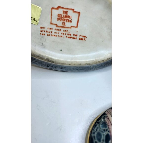 Vintage Decorative Oval Porcelain Box With Hand-Painted Macau Bird Design Gold D - Picture 7 of 14